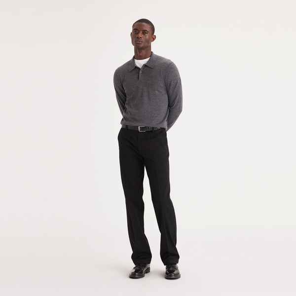 khakis with black dress shirt Men's Black Short Sleeve Dress Shirt, Stain Repellent, Wrinkle Resistant