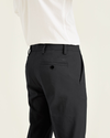 View of model wearing Black Easy Khakis, Slim Fit.