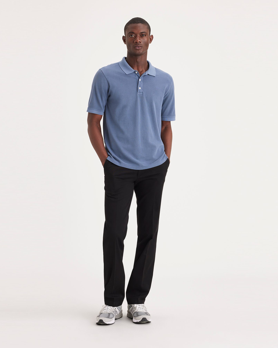 khakis and a dress shirt The Powder Blue Bateman Comfort Stretch Custom Shirt