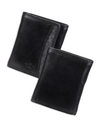 View of  Black Extra Capacity Trifold Herringbone Wallet.
