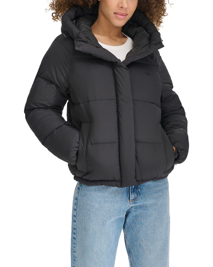 Matte black puffer jacket women's on sale