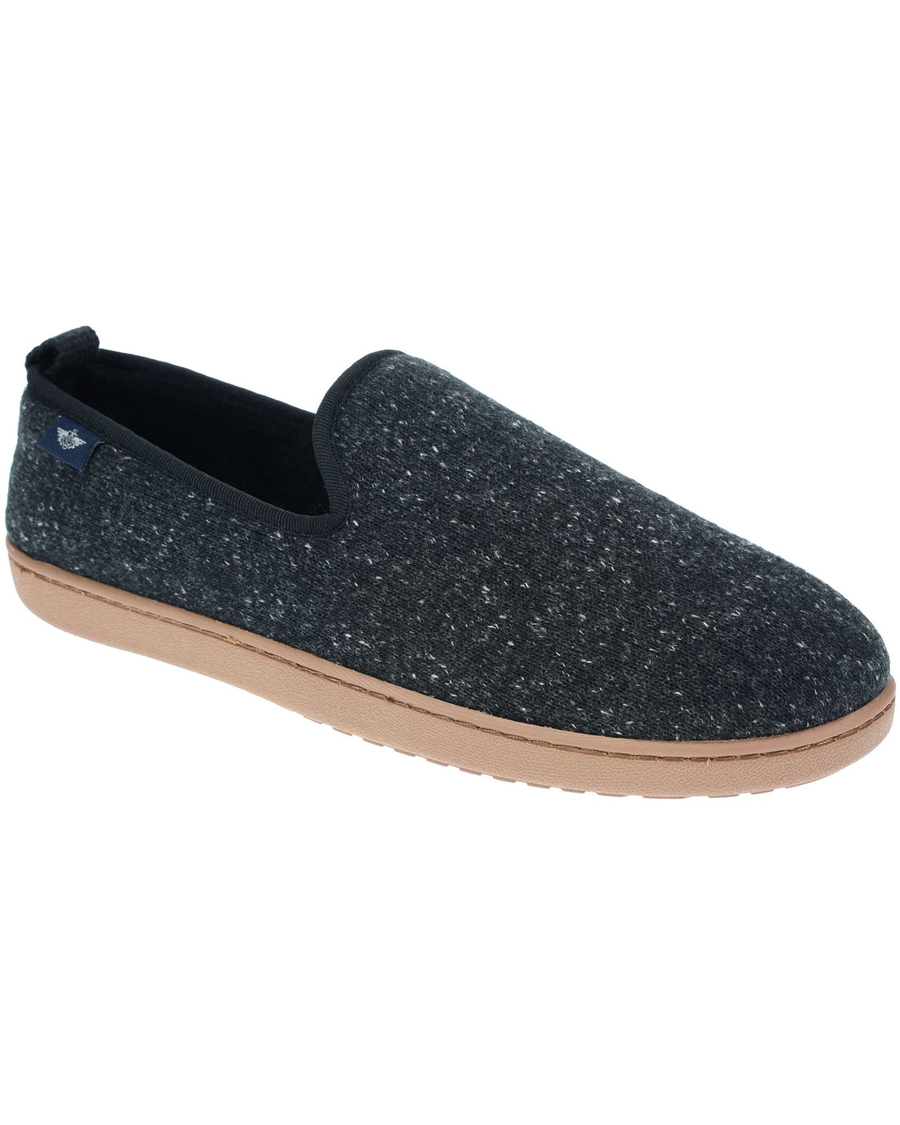 Front view of  Black Knit Slip-on Slippers.