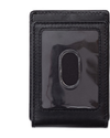 View of  Black Leather RFID Wide Magnetic FPW Wallet.