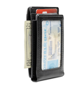 View of  Black Leather RFID Wide Magnetic FPW Wallet.