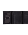 View of  Black Leather RFID X-Cap Trifold Wallet.