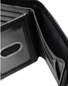 View of  Black Leather RFID X-Cap Trifold Wallet.