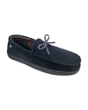 Front view of  Black Microsuede Boater Moccasin Slippers.