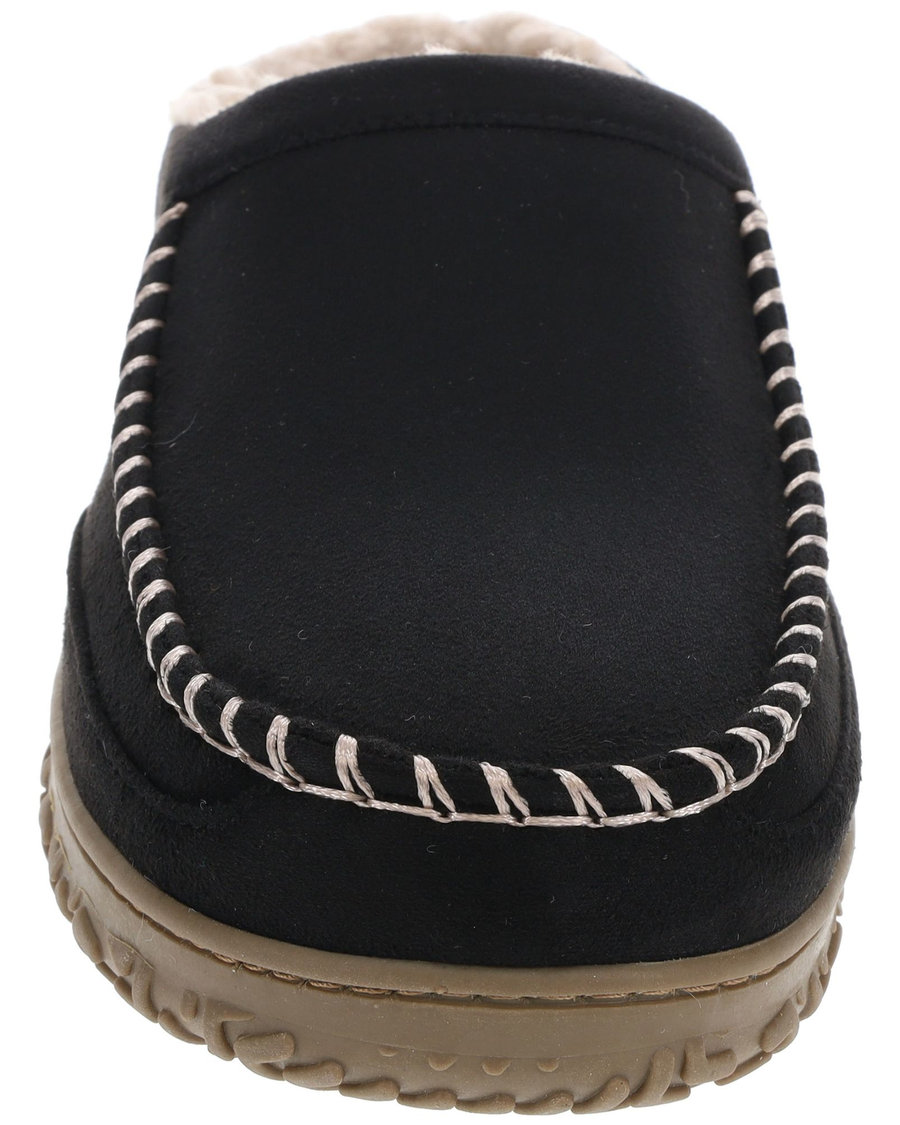View of  Black Microsuede Clog Slippers.