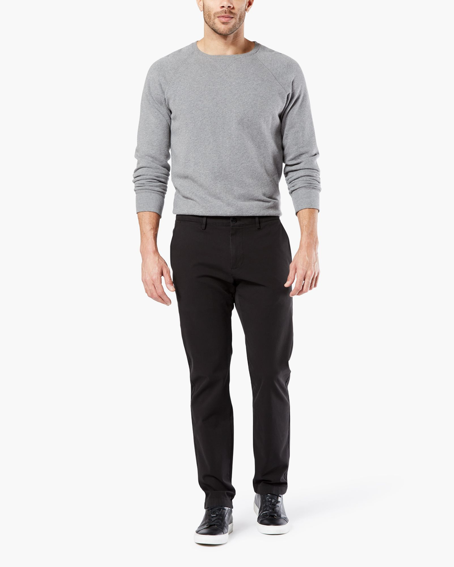 Front view of model wearing Black Motion Chinos, Tapered Fit (Big and Tall).