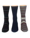 Back view of  Black Multi Flat Knit Crew Socks with Pattern, 3 Pack.