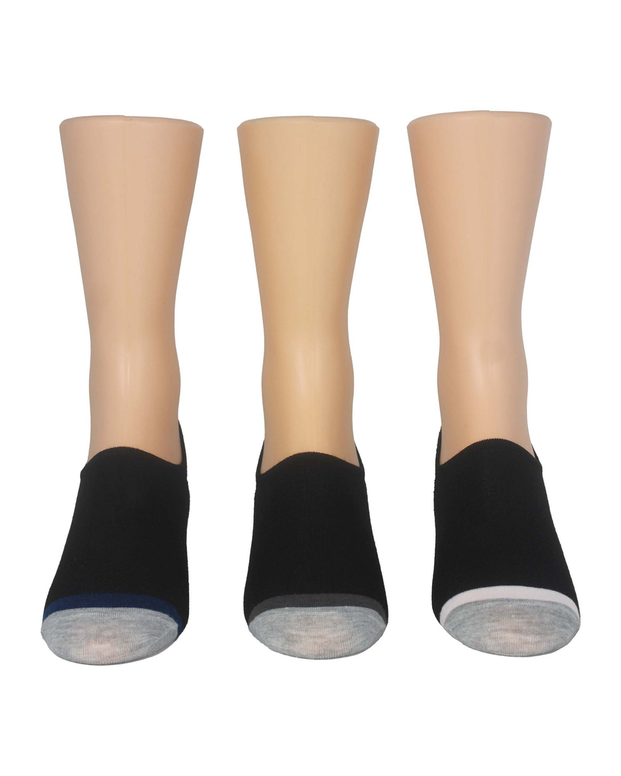 Back view of  Black / Navy Sock Liners, 3 Pack.
