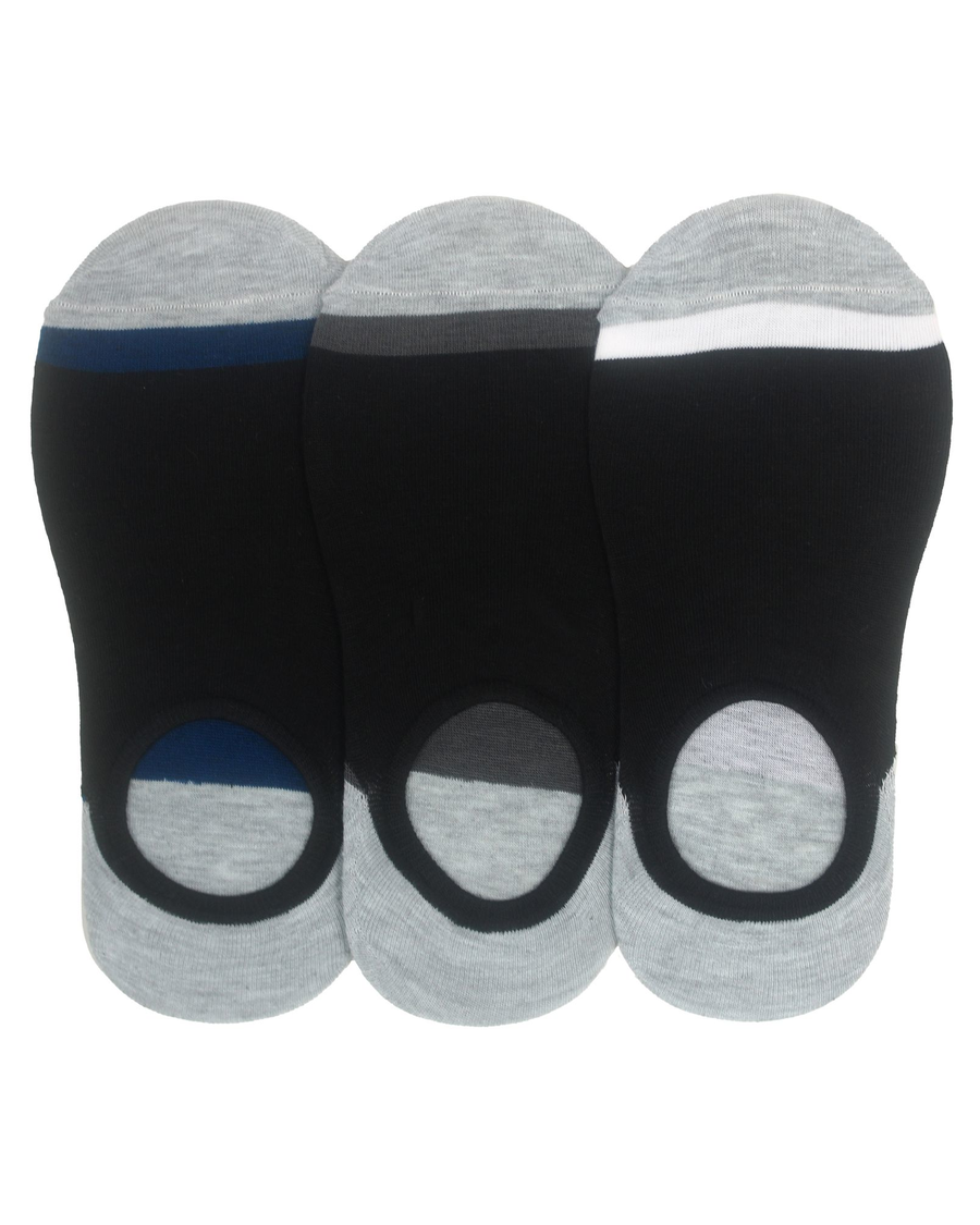 Front view of  Black / Navy Sock Liners, 3 Pack.
