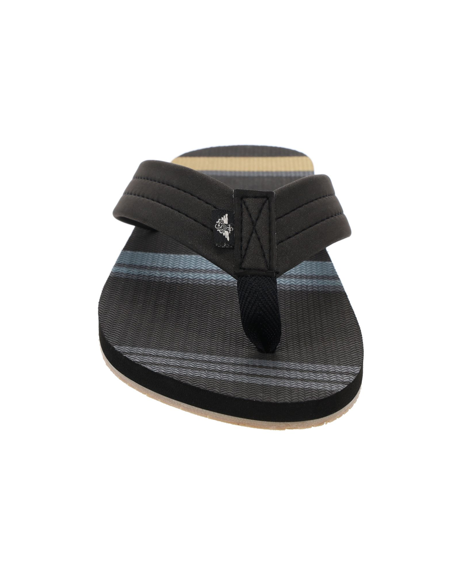 Front view of  Black Printed Striped Flip Flops.