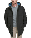 View of model wearing Black Quilted Arctic Hooded Parka.