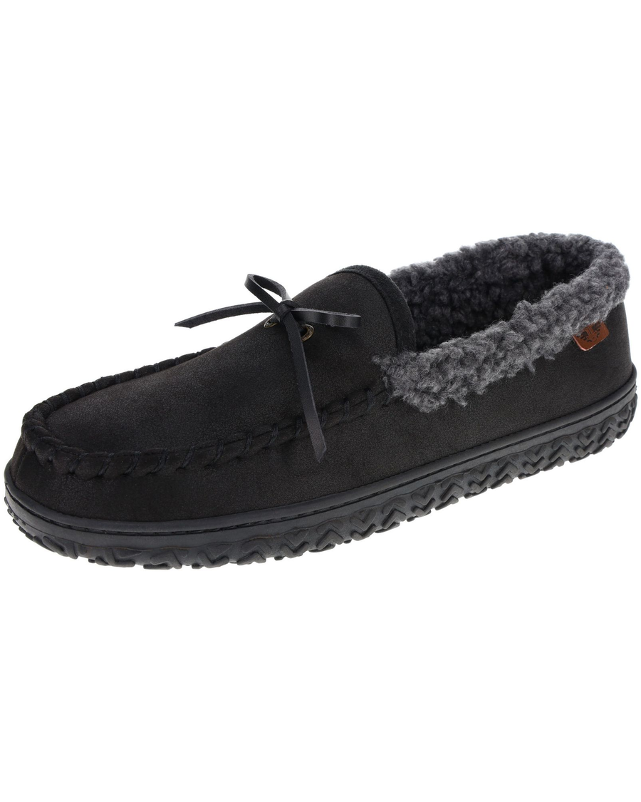 Front view of  Black Rugged Lodge Moccasin.