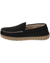 View of  Black Rugged Microsuede Moccasin Slippers.