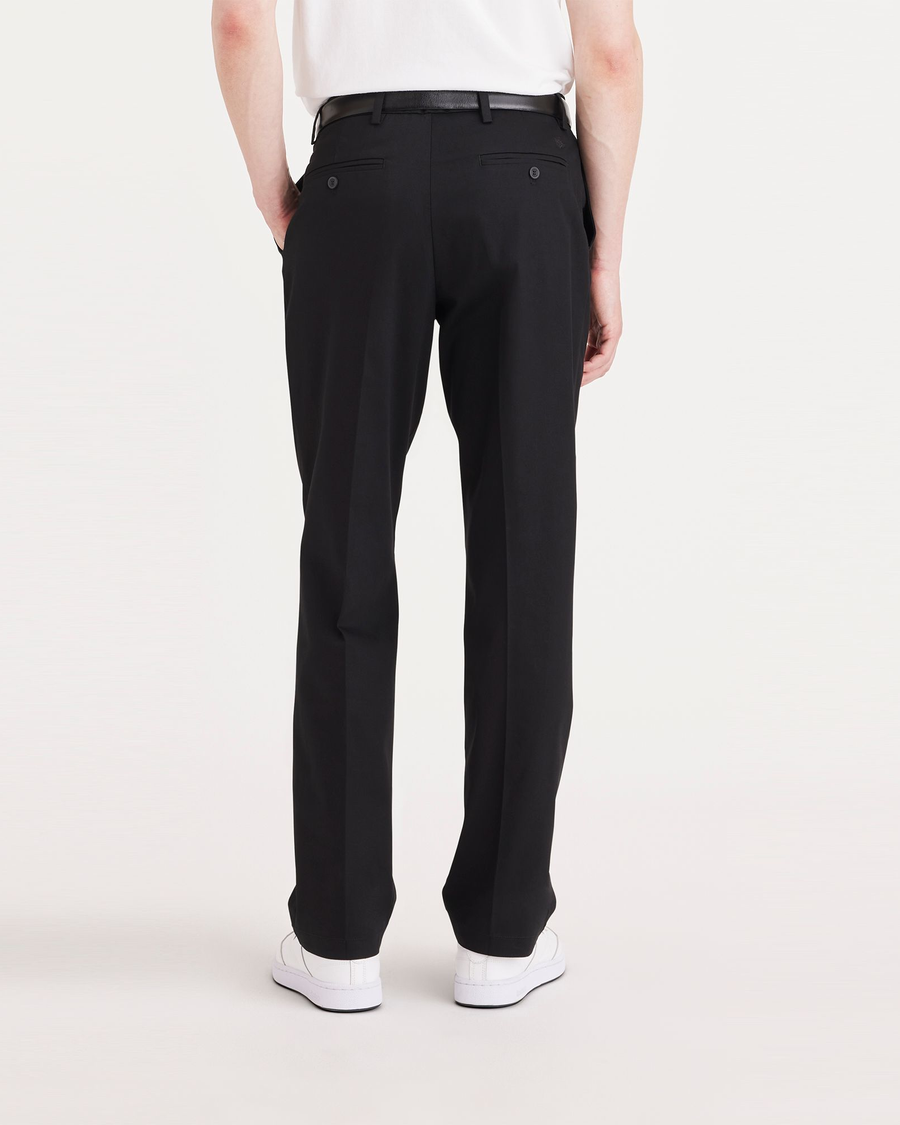 Back view of model wearing Black Signature Khakis, Pleated, Classic Fit (Big and Tall).