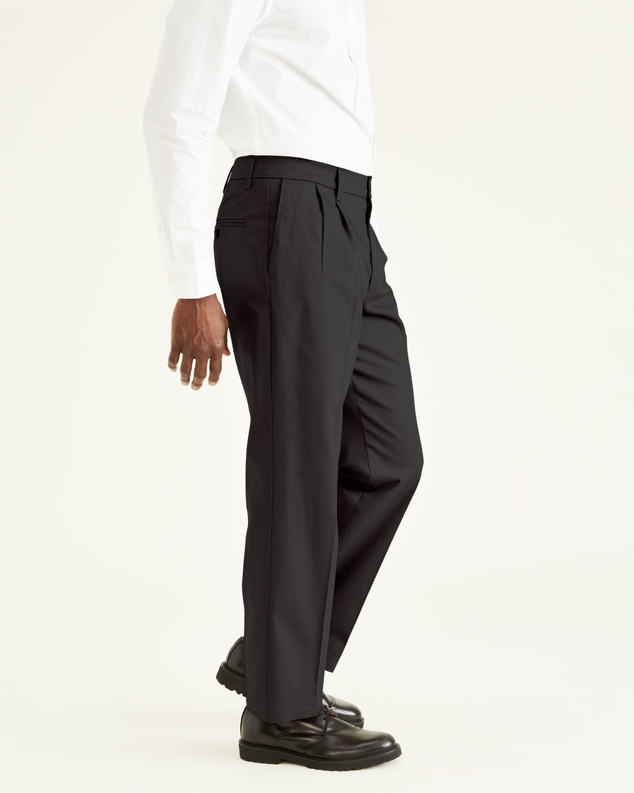 Men High Waisted Classic Fit Pleated Trousers Business Simple