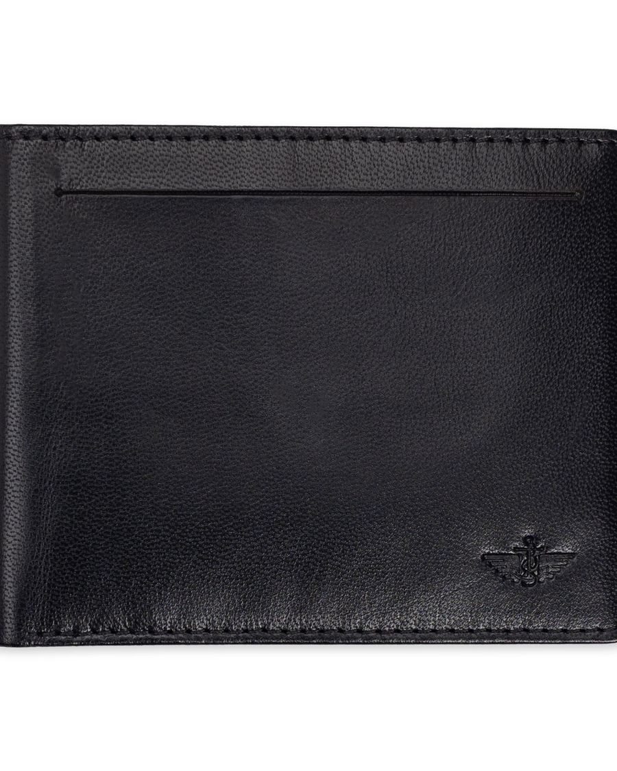 Front view of  Black Slimfold Wallet.