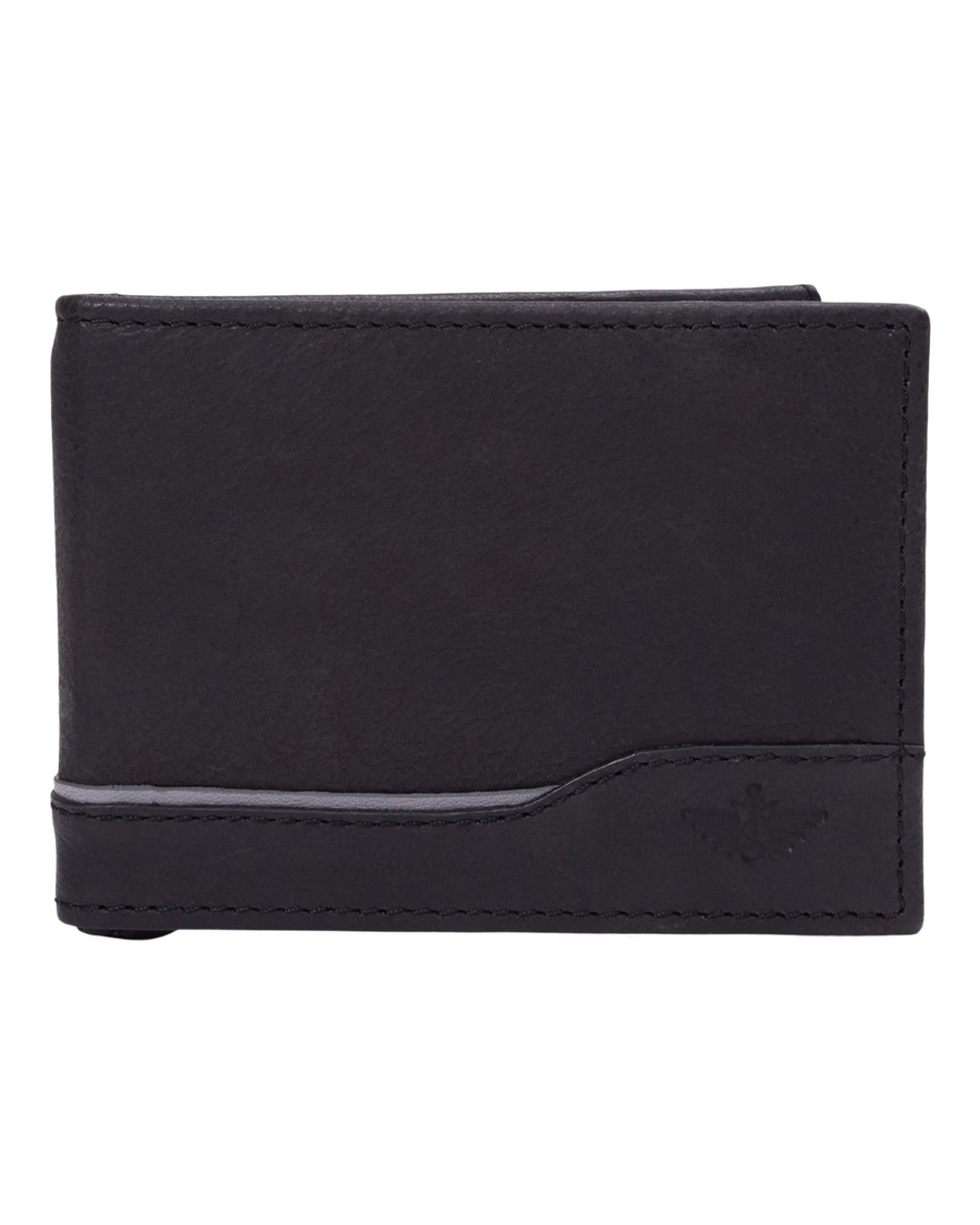Front view of  Black Staley Wallet with Flick Bar.