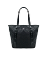 Front view of model wearing Black Tote Bag, 25 L.