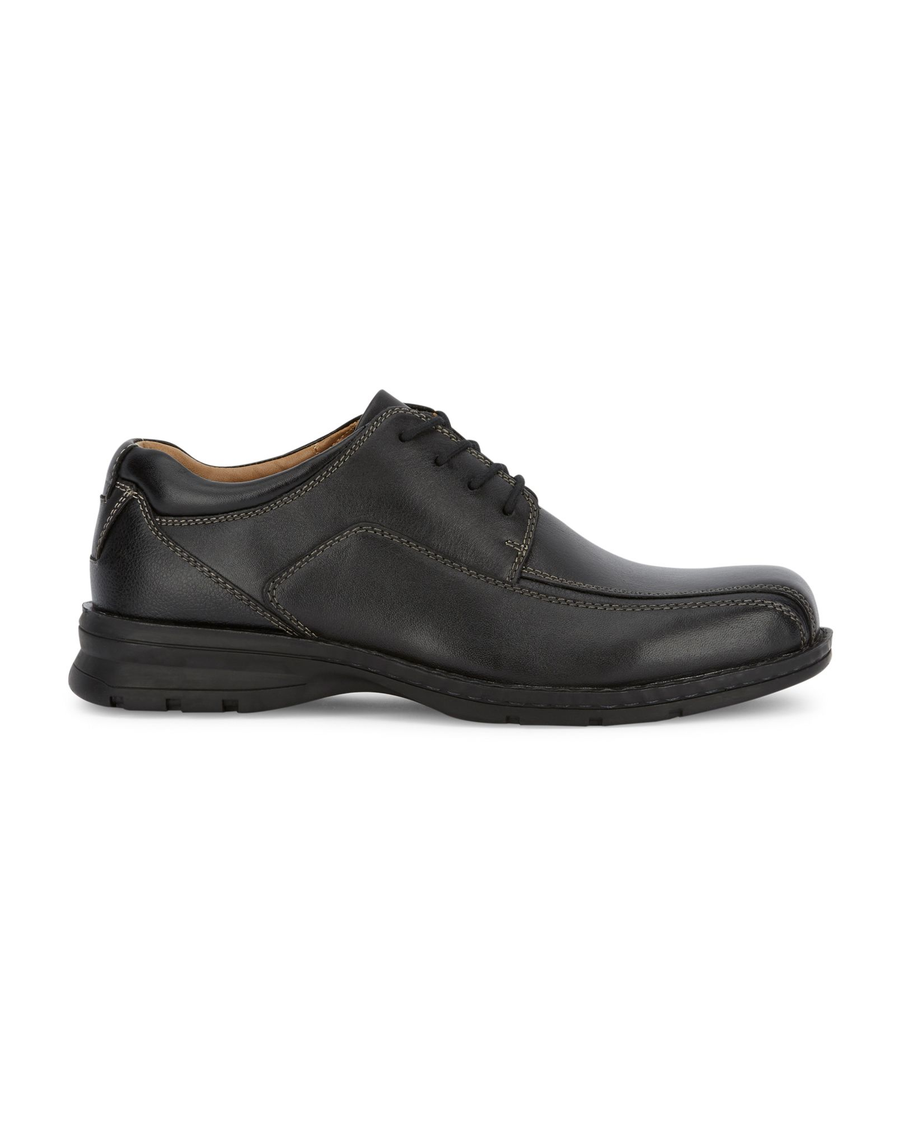 Side view of  Black Trustee Oxford Shoes.