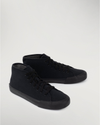 Front view of  Black Twill Forbes High Top Sneakers.