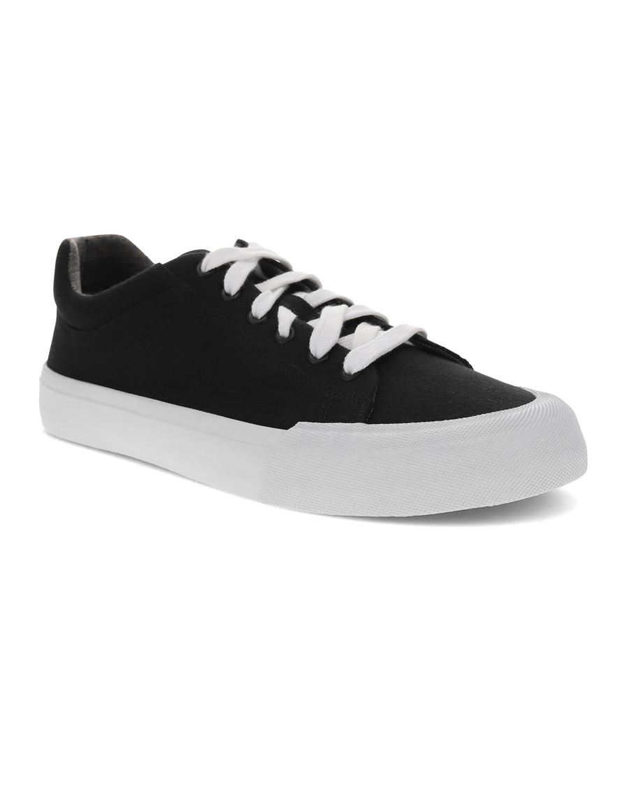 Front view of  Black Twill Frisco Sneakers.