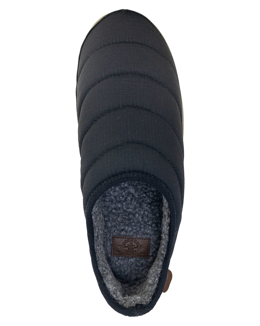 View of  Black Ultralite Quilted Clog Slippers.