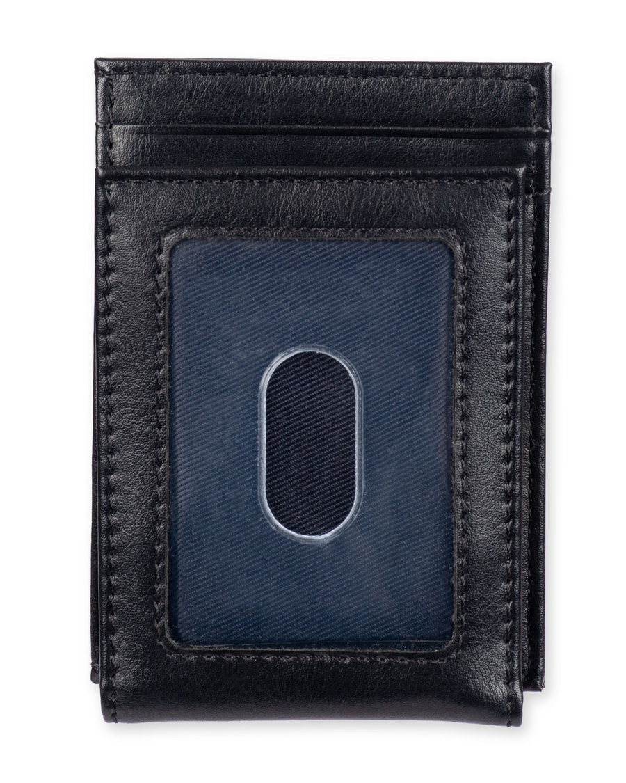 Back view of  Black Wide Magnetic FPW Wallet.