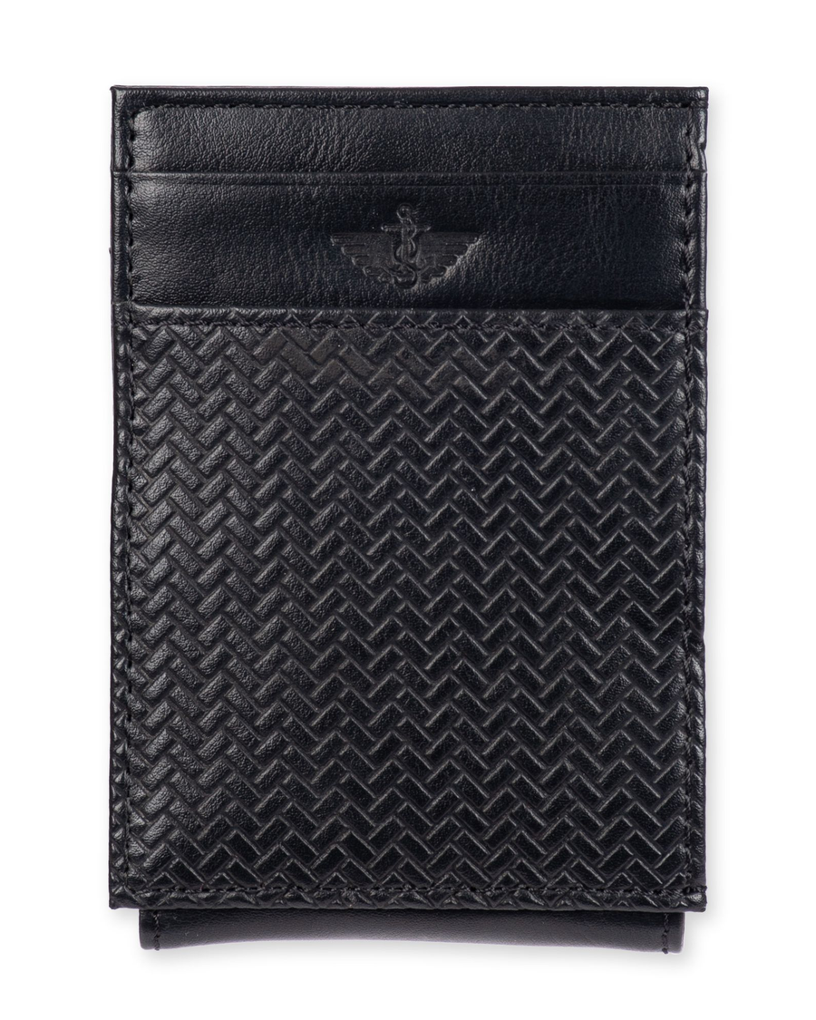 Front view of  Black Wide Magnetic FPW Wallet.
