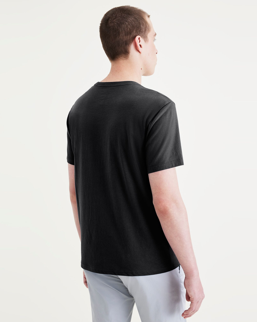 Back view of model wearing Black Wings & Anchor Graphic Tee, Slim Fit.