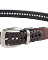 View of  Black/Brown Braided Reversible Belt.