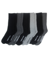 Front view of  Black/Grey 1/2 Cushion Athletic Crew Socks, 6 Pack.