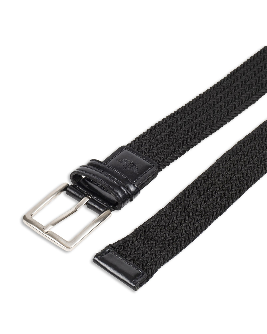 Back view of  Black/Grey Stretch Braided Belt, 35 MM.