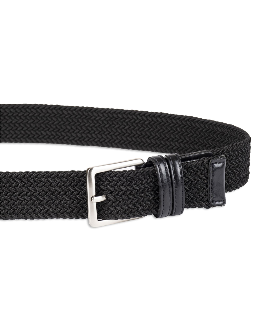 Front view of  Black/Grey Stretch Braided Belt, 35 MM.