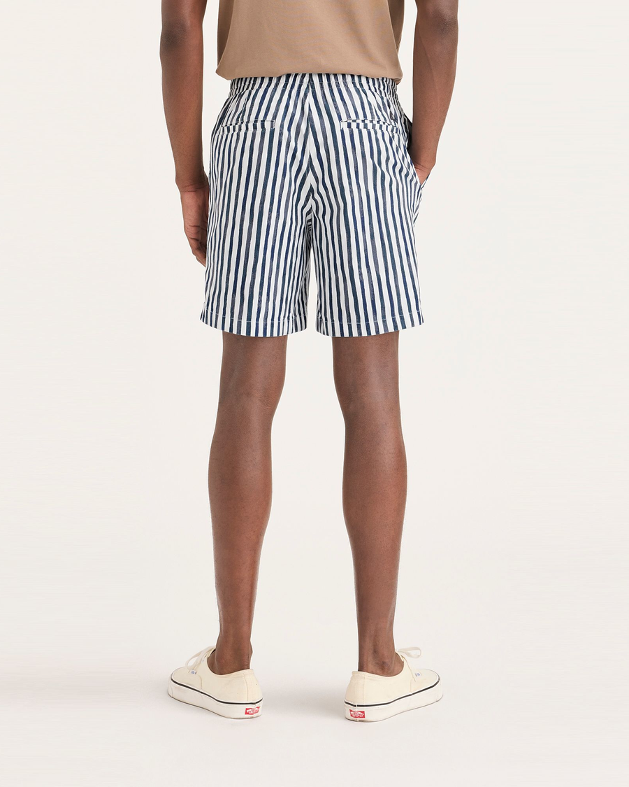 Back view of model wearing Blue Depths Ultimate Pull On 8.5" Short.