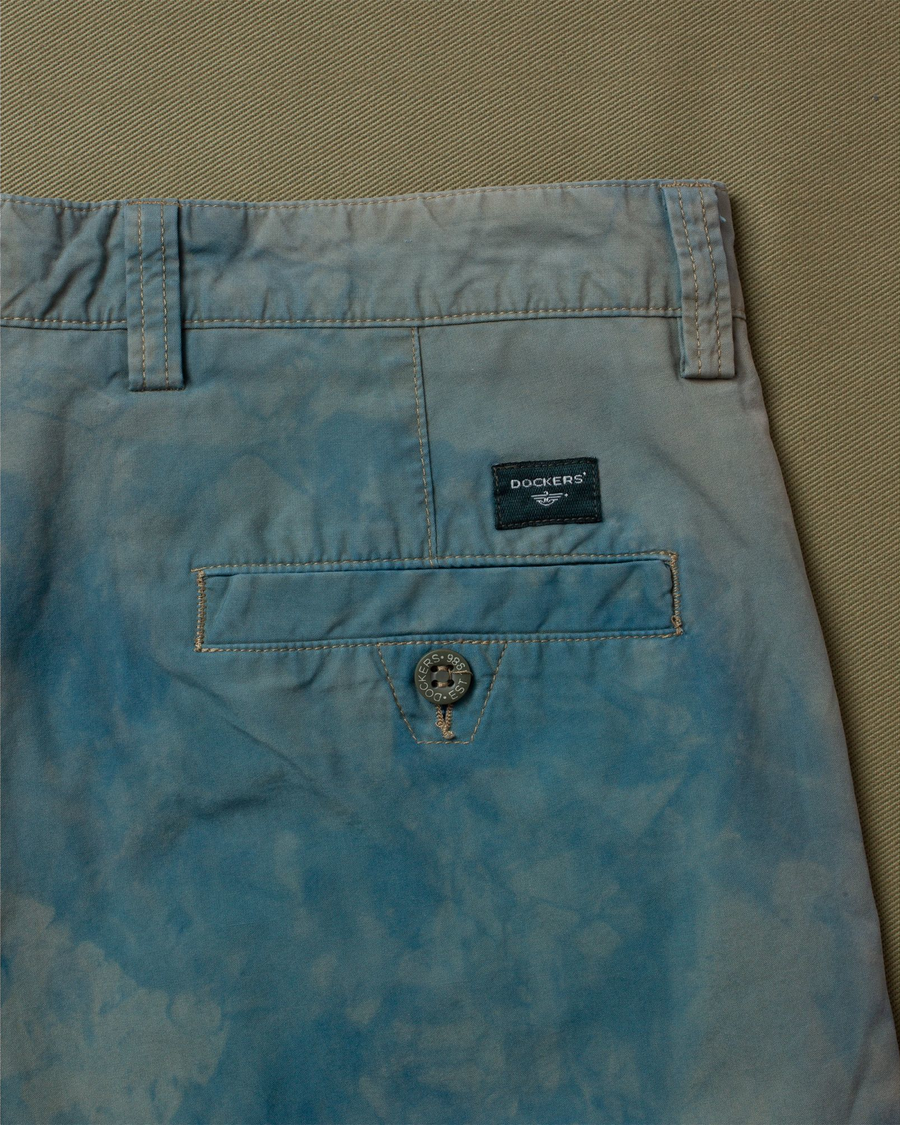 View of model wearing Blue Dyed Pants, Standard Fit - 30x30.