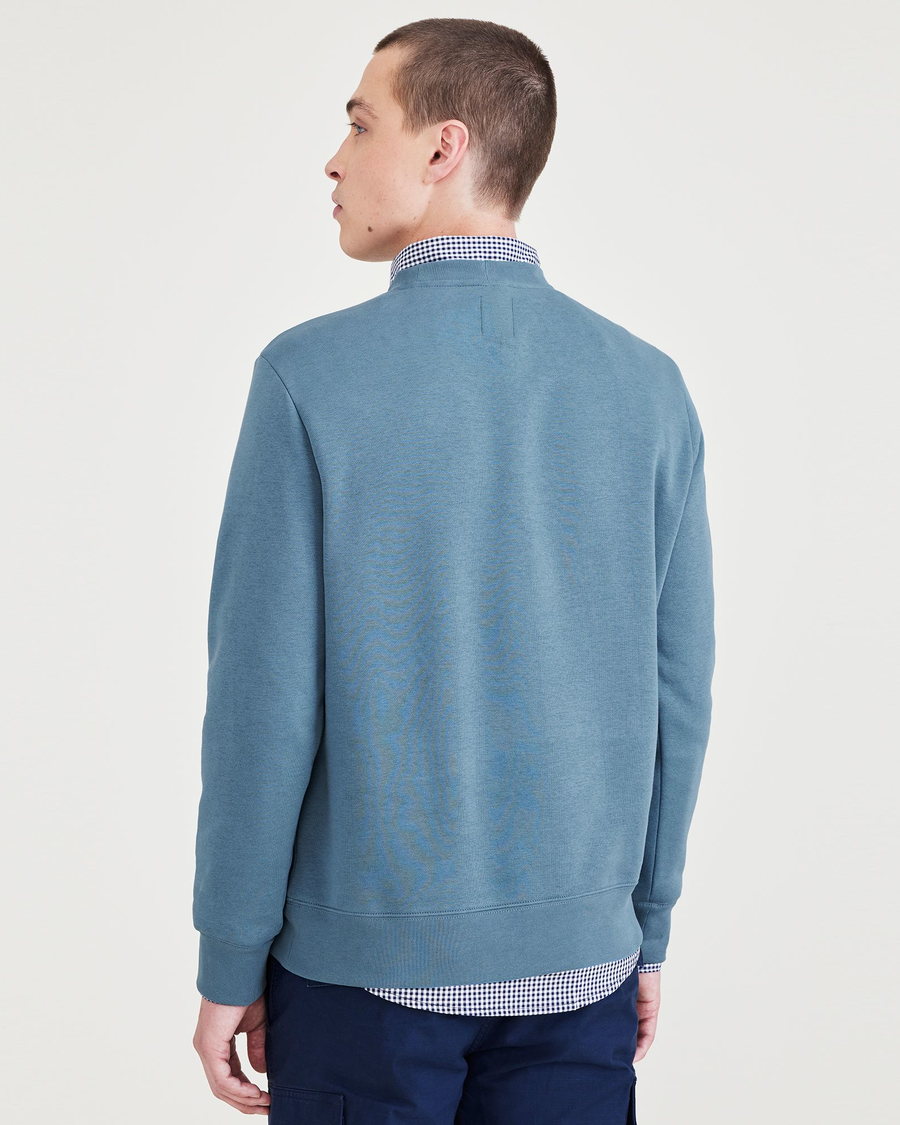 Back view of model wearing Blue Fusion Crewneck Sweatshirt, Regular Fit.