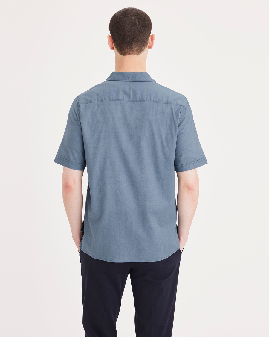 Back view of model wearing Bluefin Camp Shirt, Regular Fit.