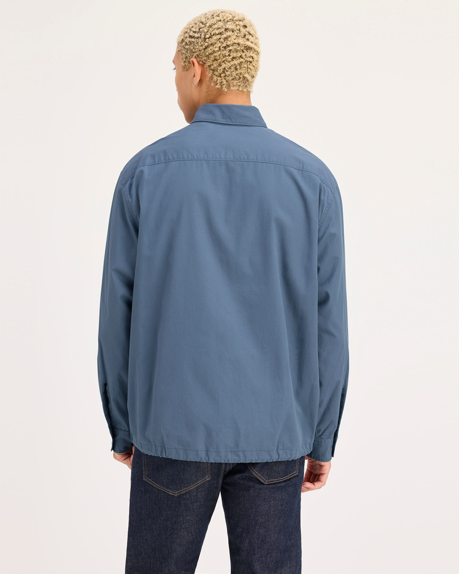 Back view of model wearing Bluefin Coaches Shirt Jacket, Regular Fit.