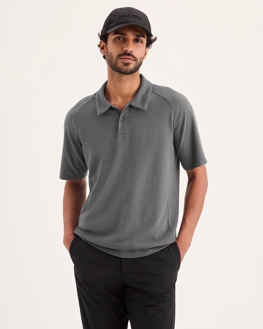 Front view of model wearing Boulevard Go Raglan Polo, Regular Fit.