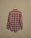 Back view of model wearing Brown Brown Plaid Flannel Shirt - M.