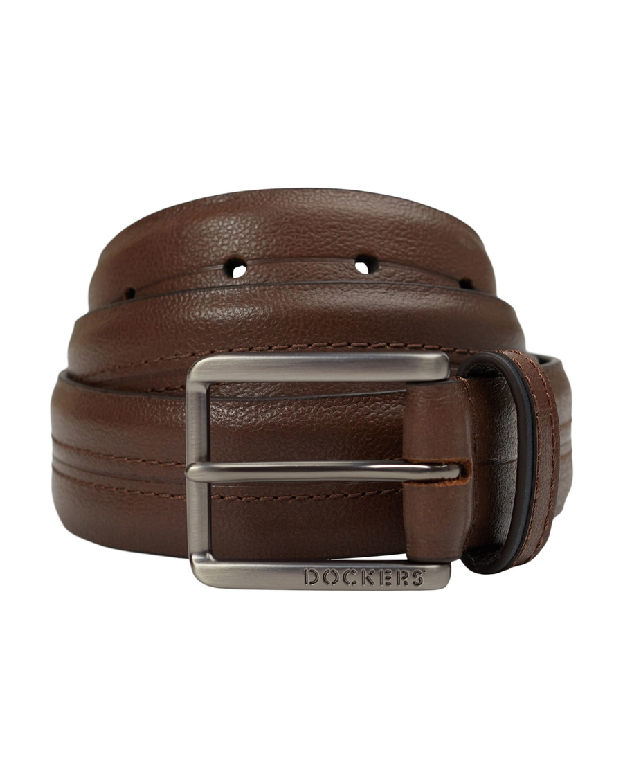 Front view of  Brown Feather Edge Harness Belt.