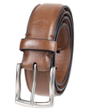View of  Brown Feather Edge Stretch Belt.