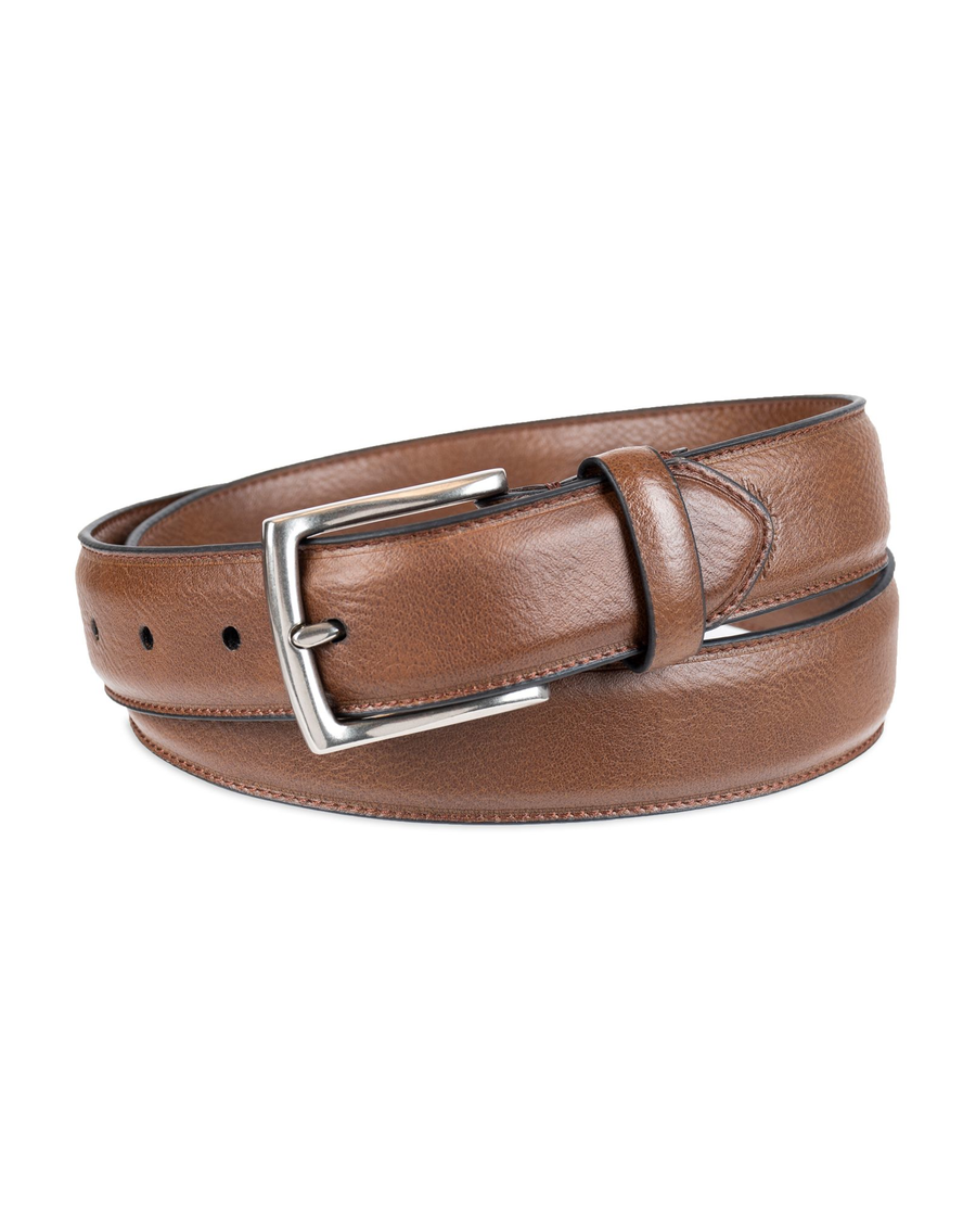 Front view of  Brown Feather Edge Stretch Belt.