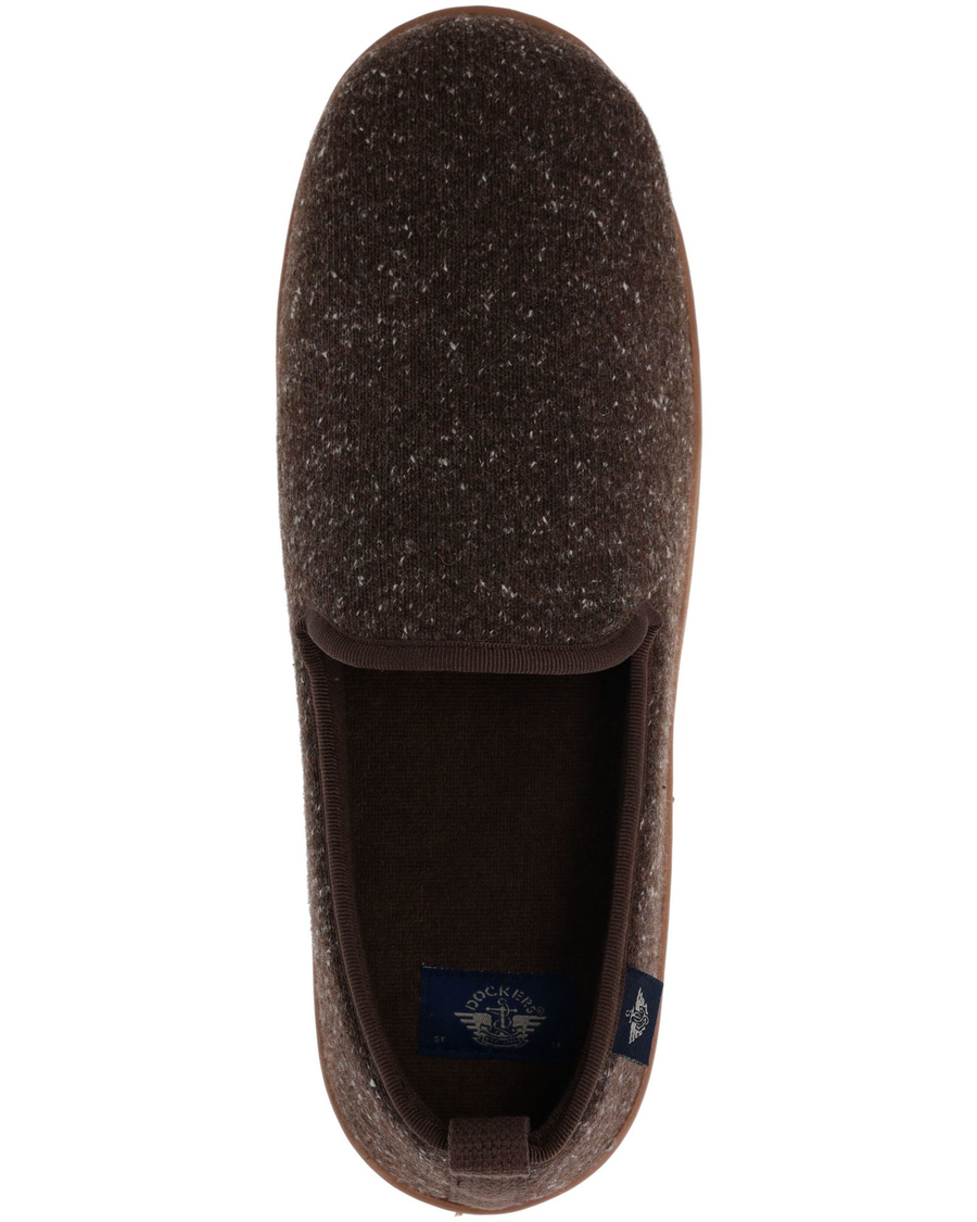 View of  Brown Knit Slip-on Slippers.