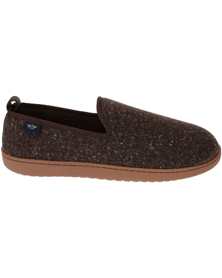 View of  Brown Knit Slip-on Slippers.