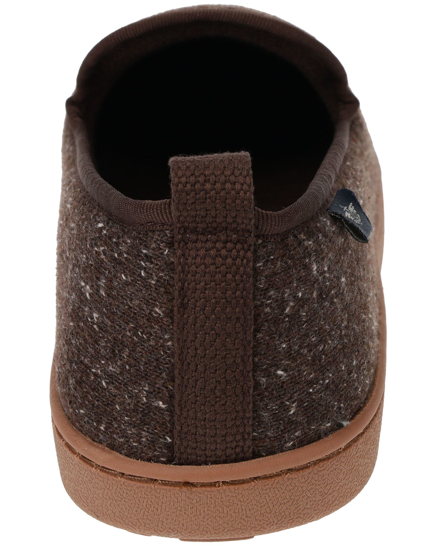 Back view of  Brown Knit Slip-on Slippers.