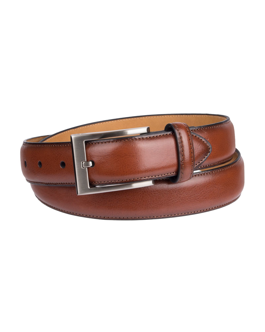 Front view of  Brown Leather Dress Belt.